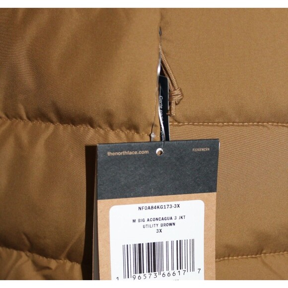 The North Face Big & Tall Aconcagua 3 Men's Jacket UTILITY BROWN 3X NWT - Picture 10 of 13